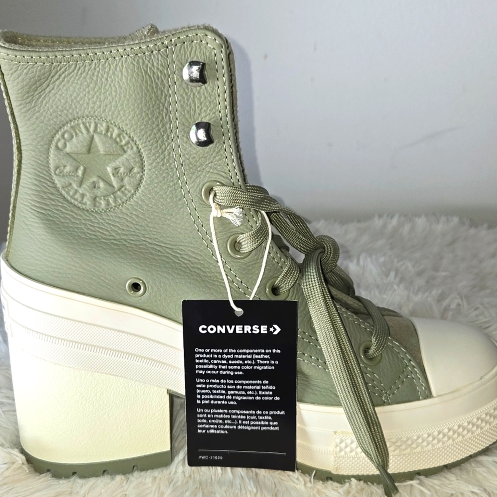 Chuck 70 De Luxe Heel Leather High Women's US 6 Style A10378C Light Field Surplu - Picture 2 of 5